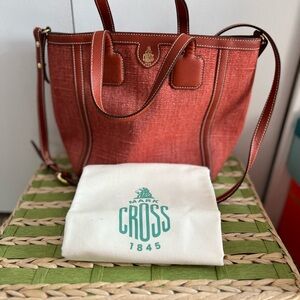 Mark Cross, Antibes Small Linen & Leather Tote Bag